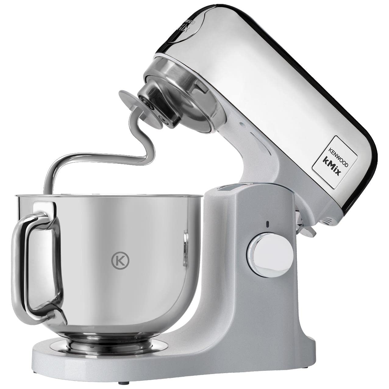 Kenwood kMix Editions KMX760CH Küchenmaschine, 5 l Edelstahl Schüssel, Safe-Use-Sicherheitssystem, Metallgehäuse, 1000 Watt, inkl. 3-Teiligem Patisserie-Set und Spritzschutz, Chrom