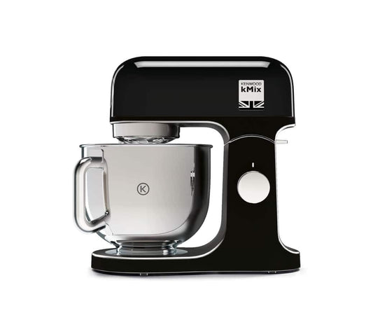Kenwood kMix KMX750AB Küchenmaschine, 5 l Edelstahl Schüssel, Safe-Use-Sicherheitssystem, Metallgehäuse, 1000 Watt, inkl. 3-Teiligem Patisserie-Set und Spritzschutz, Schwarz